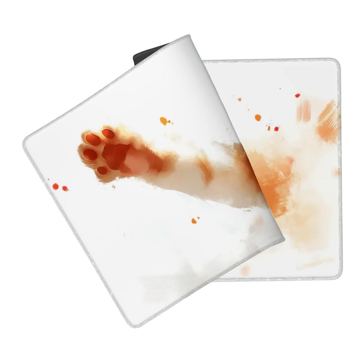 Cute Orange Cat Desk Mat | Watercolor Ginger Kitten Mouse Pad - Kawaii Pet Desk Decor
