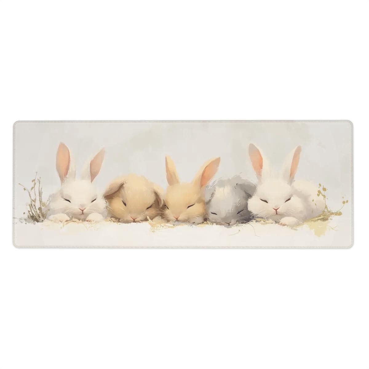 Cozy Bunny Desk Mat – Large Mouse Pad with Sleeping Rabbits, Cute Pastel Aesthetic for Kawaii, Anime & Cottagecore Decor