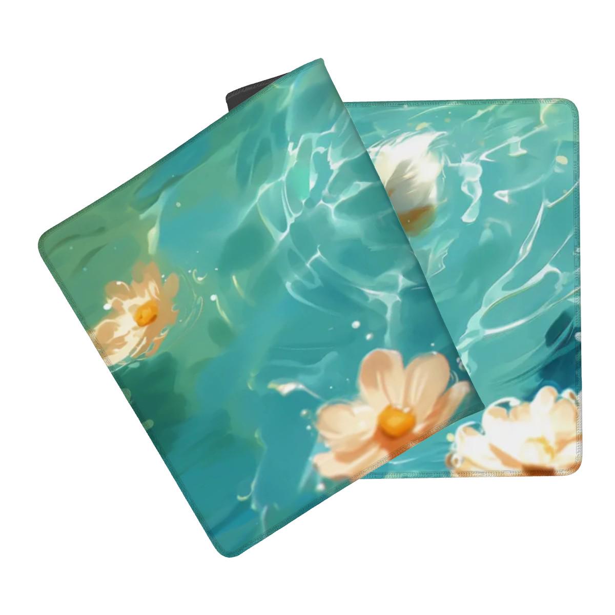 Happy Corgi Dog Desk Mat | Cute Aesthetic Mouse Pad, Watercolor Painting Style Desk Mat | Kawaii Dog Lover Desk Decor, Teal Color Mouse Pad