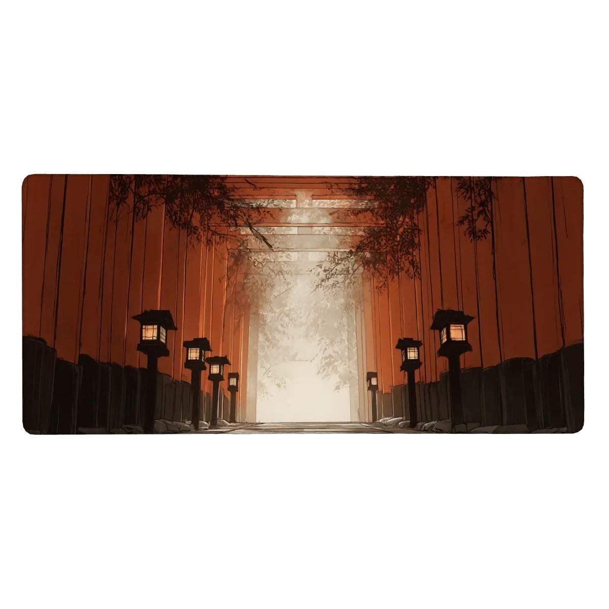 Japanese Red Gate Mouse Pad | Fushimi Inari Torii Path Desk Mat