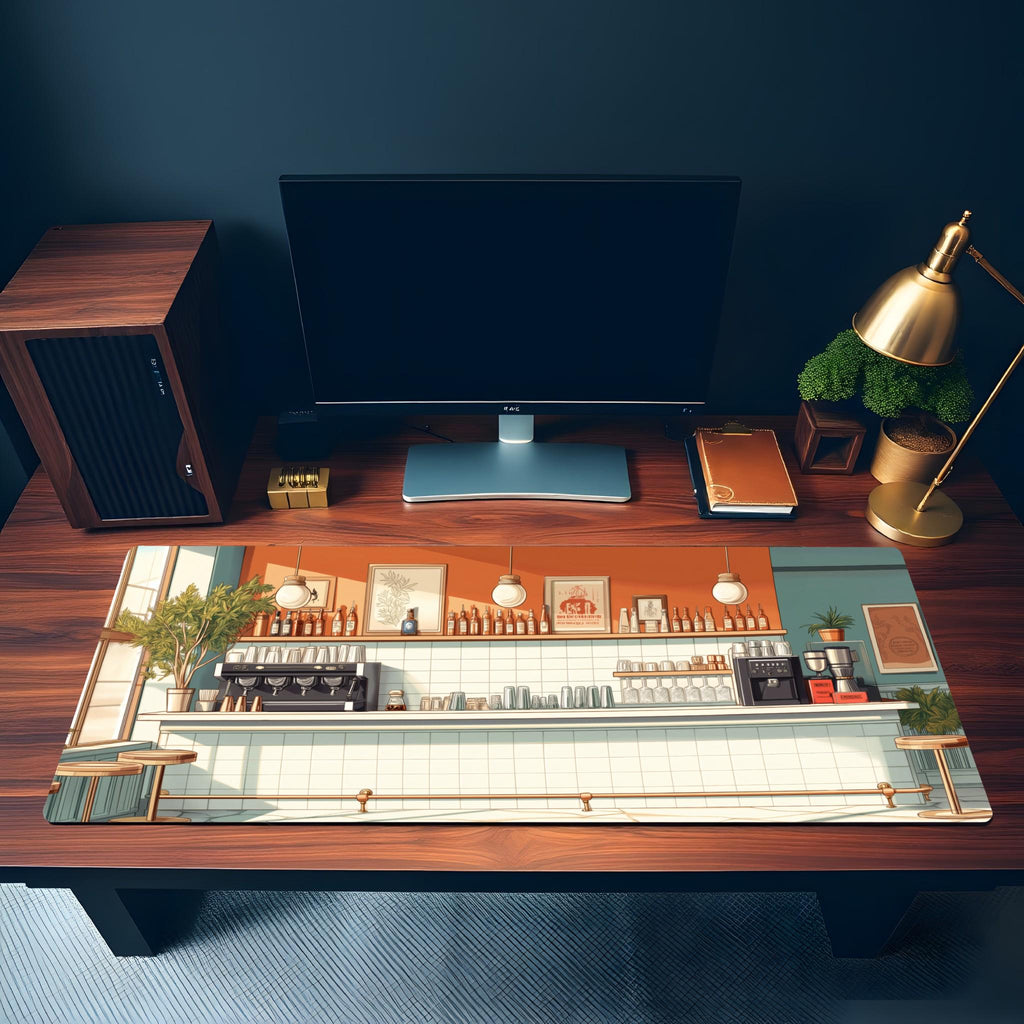 Cafe Bar Desk Mat | Anime Lofi Mouse Pad