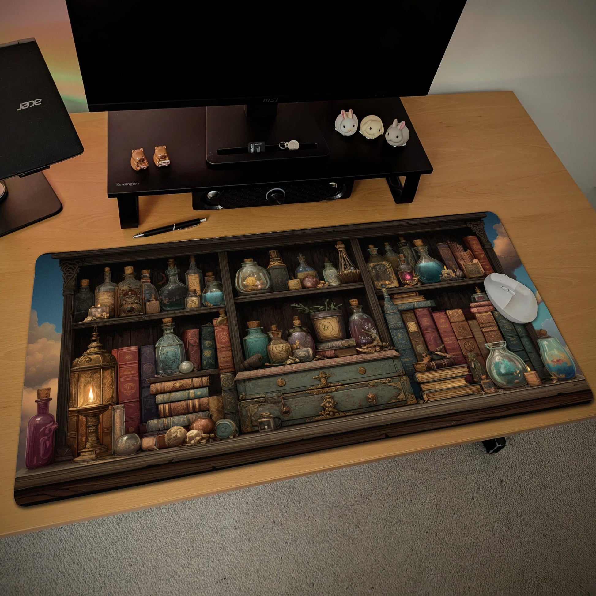 Apothecary Spell Shelf Desk Mat | Dark Fantasy Potion Bookshelf Mouse Pad | Witchcore & Cottagecore Decor