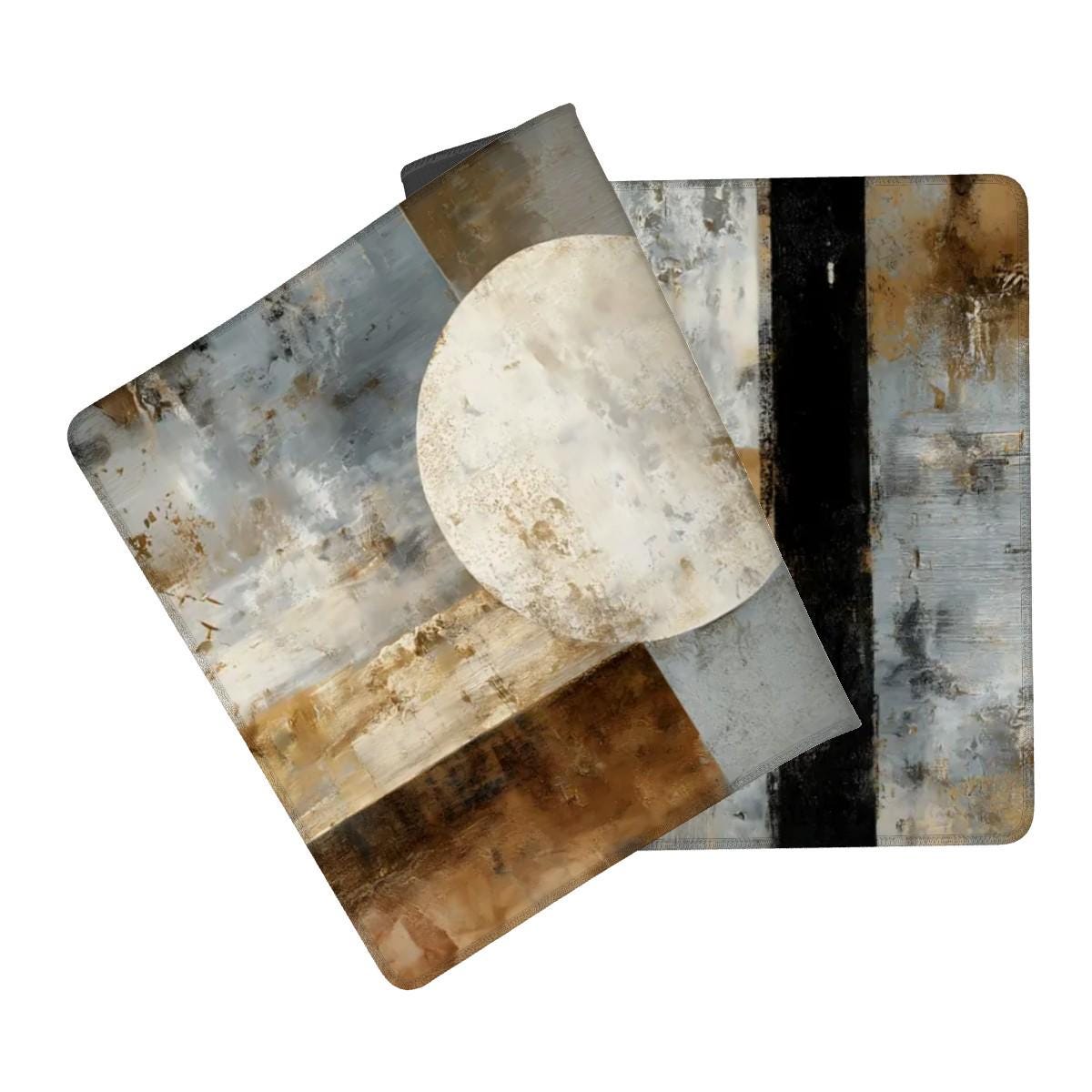 Industrial Abstract Desk Mat | Modern Geometric Mouse Pad | Neutral Textured Decor | Contemporary Art Gaming Pad | Minimalist Workspace