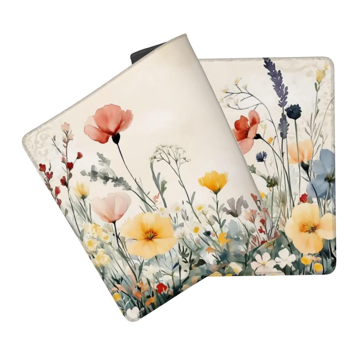 Cottagecore Wildflower Desk Mat | Large Floral Mouse Pad | Watercolor Botanical Desk Pad for Cozy Aesthetic Home Office