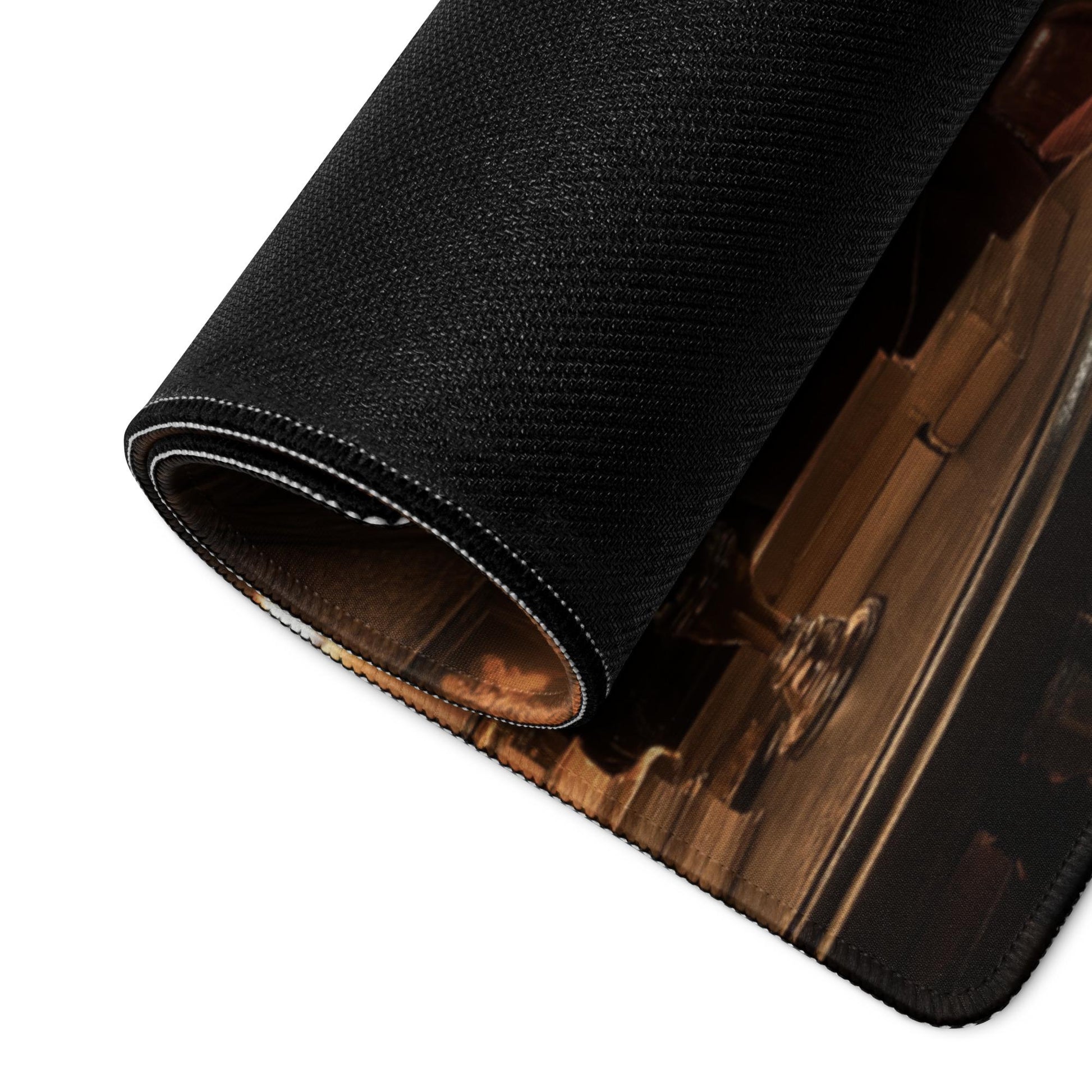 Speakeasy Lounge Desk Mat | Dark Academia Library Mouse Pad,  Vintage Fireplace in Rich Burgundy Brown RPG Fantasy Interior
