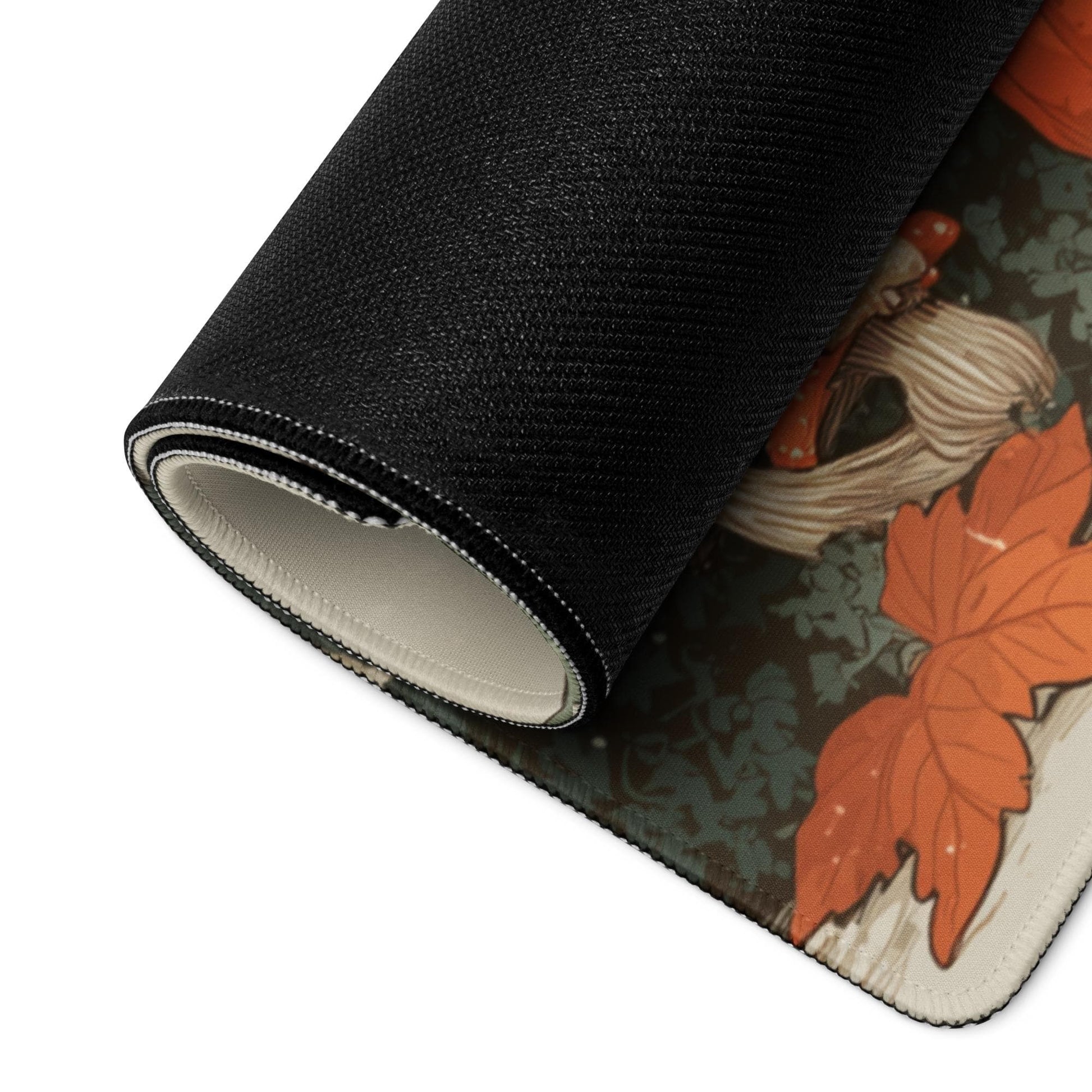 Halloween Cottagecore Desk Mat | Large Mouse Pad, Pumpkin Mushroom Botanical Design | Cozy Gaming and Desk Accessories