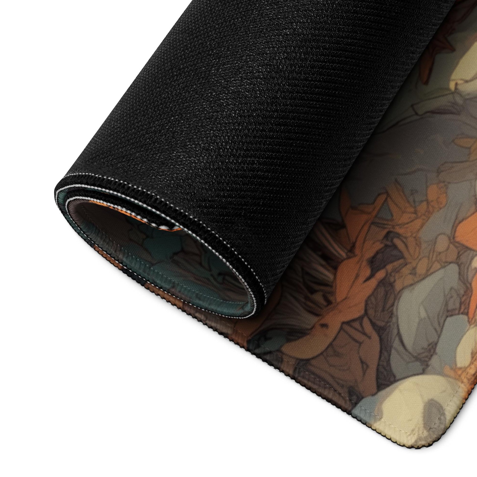 Halloween Lantern Desk Mat | RPG Cottage Autumn Pumpkins & Mushrooms Mouse Pad | Large Cottagecore Illustration Desk Pad